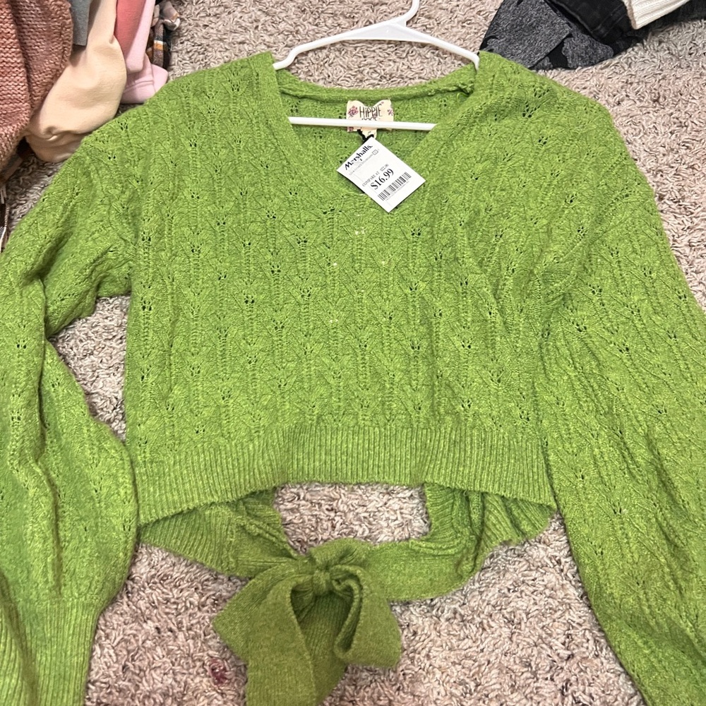 green sweater
